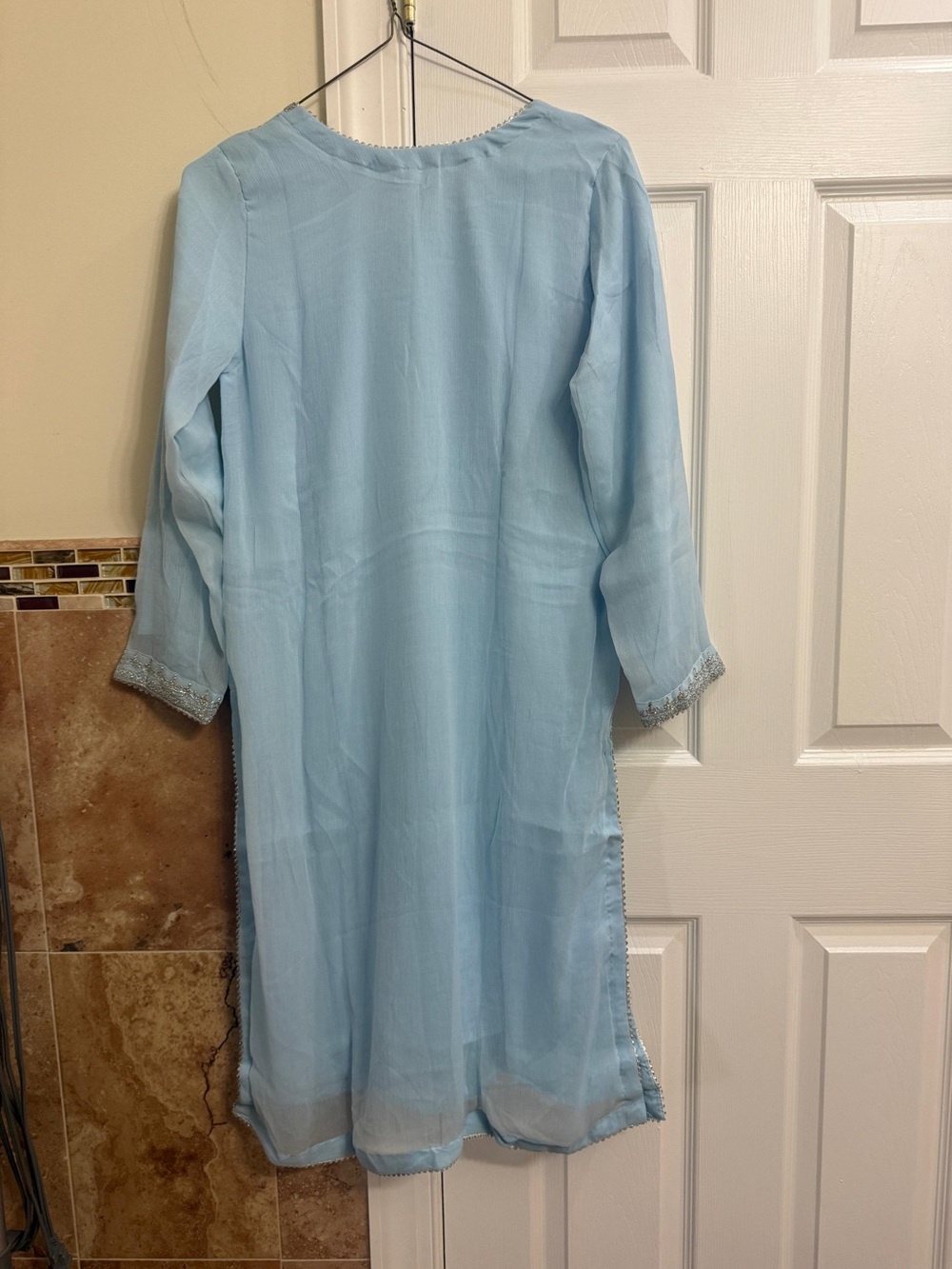 J. PRET Sky Blue Embroidered Women's Dress - Picture 5 of 9
